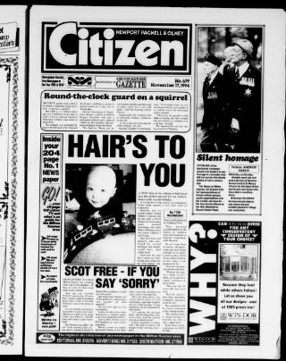cover page of Newport Pagnell Citizen published on November 17, 1994