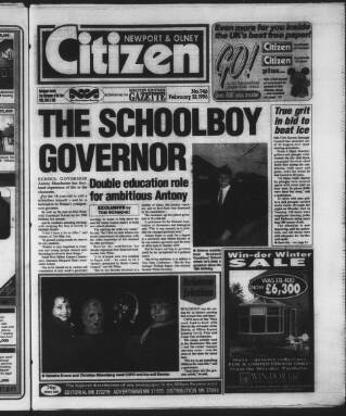 cover page of Newport Pagnell Citizen published on February 22, 1996