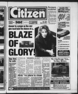 cover page of Newport Pagnell Citizen published on May 23, 1996