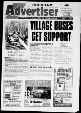 cover page of Horsham Advertiser published on May 5, 1998