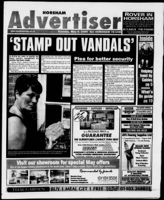 cover page of Horsham Advertiser published on May 4, 2004