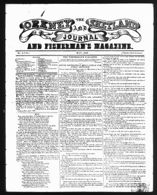 cover page of Orkney and Shetland Journal published on May 1, 1839