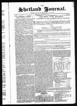 cover page of Orkney and Shetland Journal published on November 12, 1836