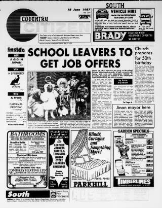 cover page of Coventry Citizen published on June 18, 1987