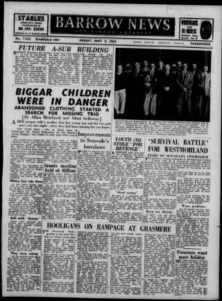 cover page of Barrow News published on May 4, 1962