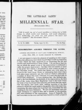 cover page of Latter-Day Saints' Millennial Star published on August 10, 1918