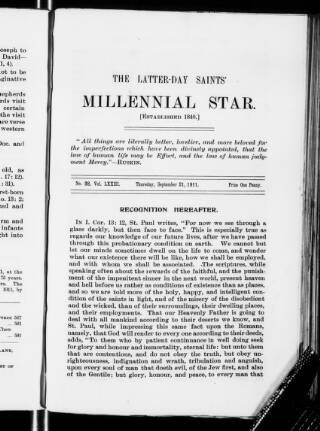 cover page of Latter-Day Saints' Millennial Star published on September 21, 1918