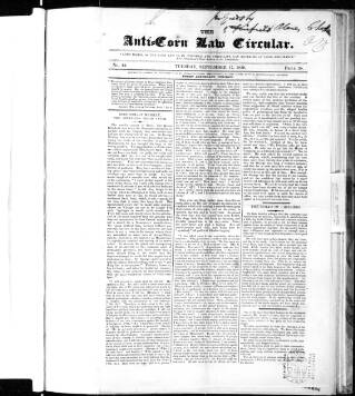 cover page of Anti Corn-Law Circular published on September 17, 1839