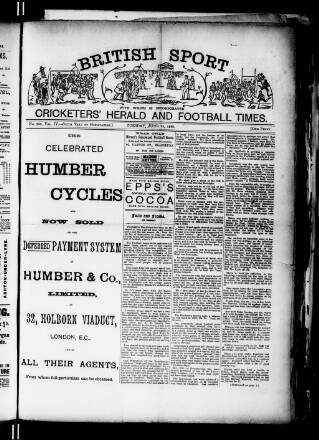cover page of Cricketers' Herald, Athletic & Football Times published on June 18, 1889