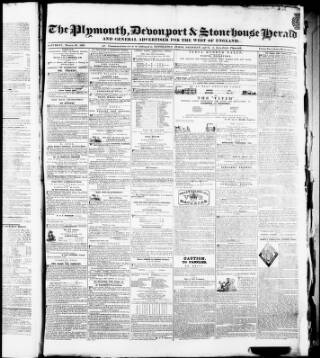 cover page of Plymouth Herald and Devonshire Freeholder published on March 23, 1839