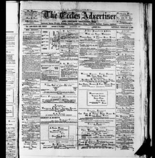 cover page of Eccles Advertiser and District Recorder published on February 2, 1889