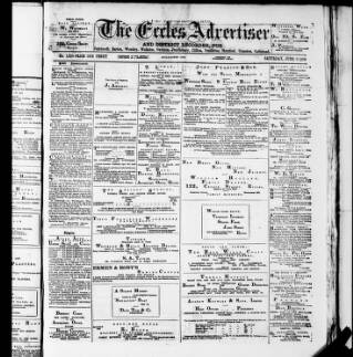cover page of Eccles Advertiser and District Recorder published on June 8, 1889