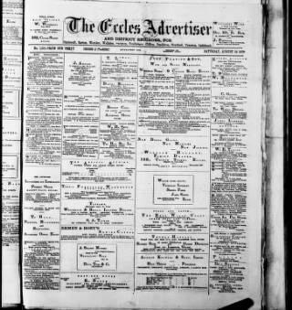 cover page of Eccles Advertiser and District Recorder published on August 24, 1889
