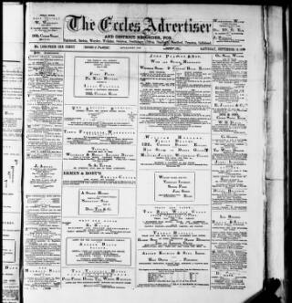 cover page of Eccles Advertiser and District Recorder published on September 14, 1889