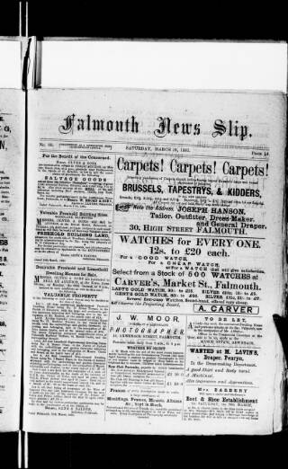 cover page of Falmouth News Slip published on March 19, 1881