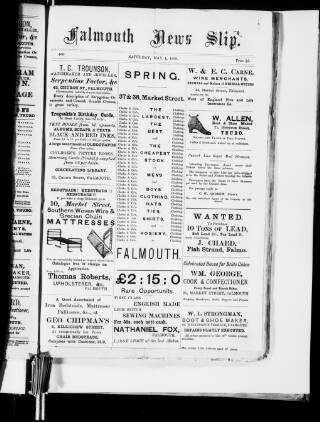 cover page of Falmouth News Slip published on May 4, 1889