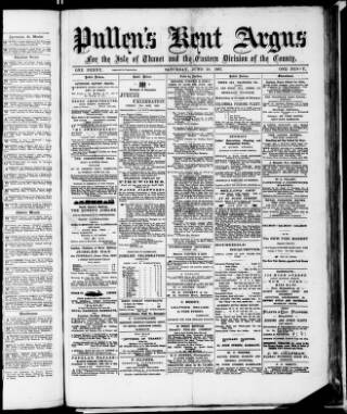 cover page of Pullen's Kent Argus published on June 18, 1887