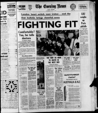 cover page of Evening News (London) published on May 4, 1968