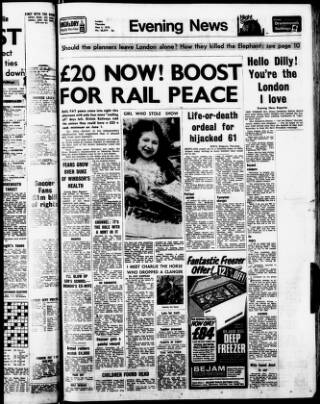 cover page of Evening News (London) published on May 4, 1972