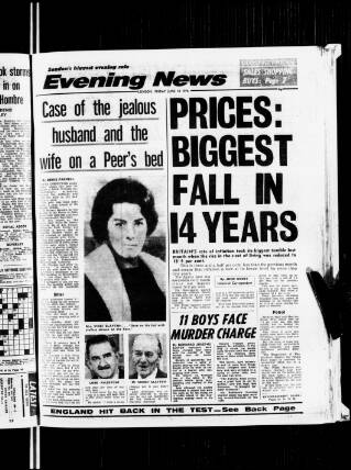 cover page of Evening News (London) published on June 18, 1976