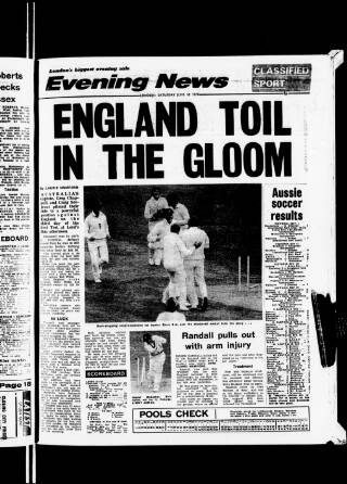 cover page of Evening News (London) published on June 18, 1977