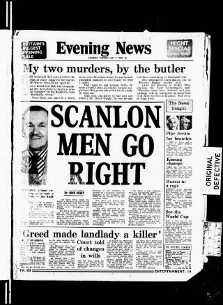 cover page of Evening News (London) published on May 2, 1978