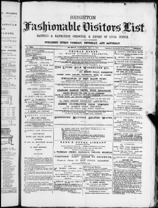 cover page of Brighton Standard and Fashionable Visitors' List published on May 4, 1878
