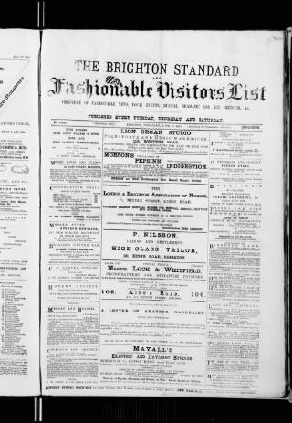 cover page of Brighton Standard and Fashionable Visitors' List published on June 18, 1885