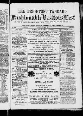 cover page of Brighton Standard and Fashionable Visitors' List published on June 18, 1889