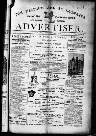 cover page of Hastings & St. Leonards Advertiser published on February 2, 1899