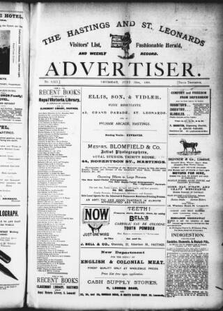 cover page of Hastings & St. Leonards Advertiser published on June 18, 1903