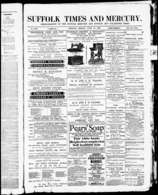 cover page of Suffolk Mercury published on June 18, 1886