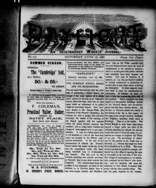 cover page of Daylight published on June 18, 1881