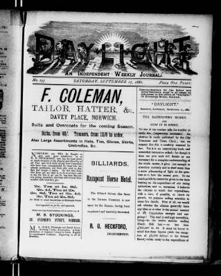 cover page of Daylight published on September 17, 1881
