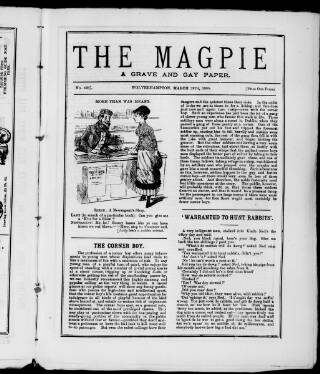 cover page of Magpie published on March 28, 1885