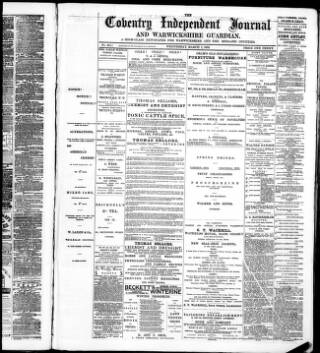 cover page of Coventry Independent published on March 1, 1882