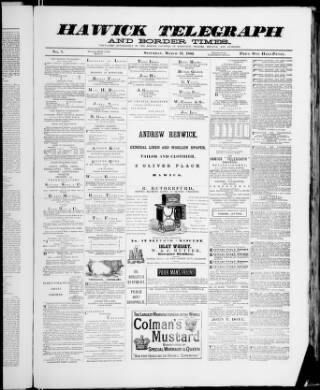 cover page of Hawick Telegraph and Border Times published on March 11, 1882