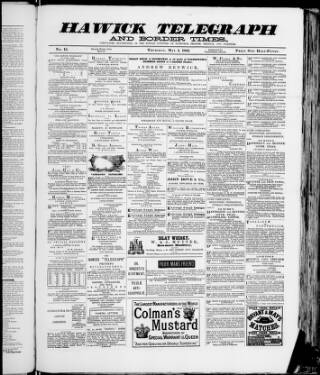 cover page of Hawick Telegraph and Border Times published on May 4, 1882