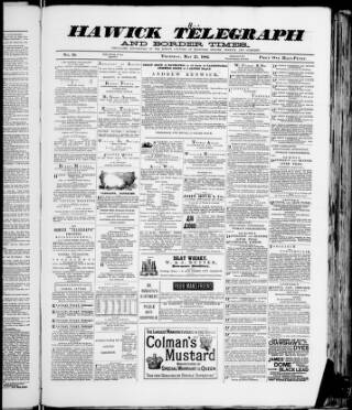 cover page of Hawick Telegraph and Border Times published on May 25, 1882