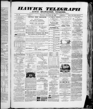 cover page of Hawick Telegraph and Border Times published on September 21, 1882