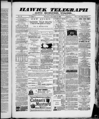 cover page of Hawick Telegraph and Border Times published on November 2, 1882