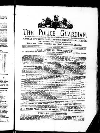 cover page of Police Chronicle published on March 19, 1880