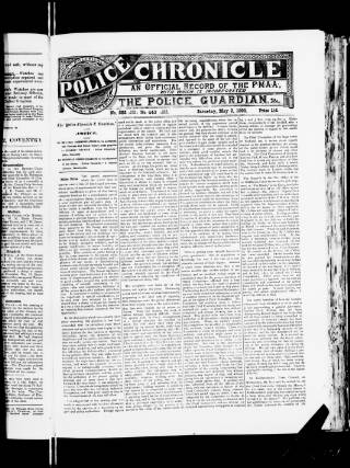 cover page of Police Chronicle published on May 2, 1896