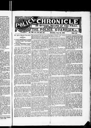cover page of Police Chronicle published on June 18, 1898