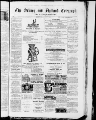cover page of Orkney & Shetland Telegraph published on June 10, 1884