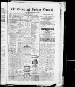 cover page of Orkney & Shetland Telegraph published on February 17, 1885