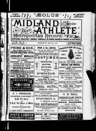cover page of Midland Athlete published on May 4, 1881