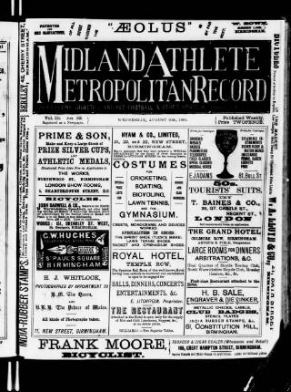 cover page of Midland Athlete published on August 10, 1881