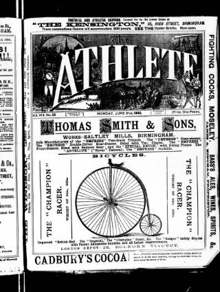 cover page of Midland Athlete published on June 21, 1886
