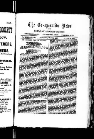 cover page of Co-operative News published on May 21, 1887
